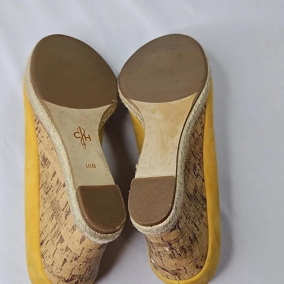 Cole Haan Yellow Wedge Espadrilles With Wooden Heel Size 10